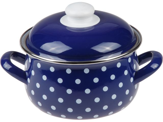 Кастрюля стальная эмалированная, 2.1 л, серия Горошек, PERFECTO LINEA (подходит для всех типов плит, включая индукцию)