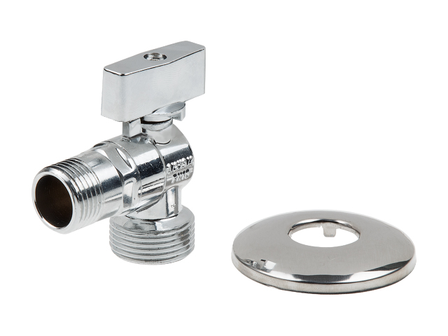 Кран шаровый угловой 1/2″ нар.х 3/4″ нар. для стир. машины ХРОМ., AV Engineering