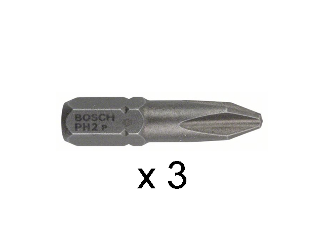 Насадка (бита) крестообразная PH2 25 мм BOSCH в розничн. упак. (3 шт.)