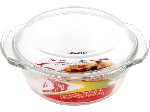 Кастрюля из жаропрочного стекла, 1.0 л, с крышкой, 206х179х85 мм, PERFECTO LINEA