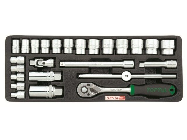 Набор-сет головок 3/8" 25предм. 6гр. 136х364мм TOPTUL