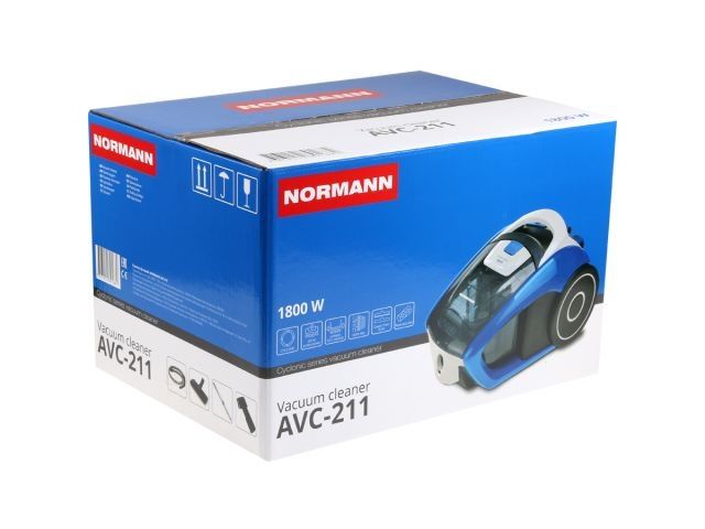 Пылесос бытовой NORMANN AVC-211 (ОТГРУЗКА ТОЛЬКО ПО ЭТН/ЭТТН | 1800 Вт; Циклон; Контейнер 2 л; Радиус действия 8м)