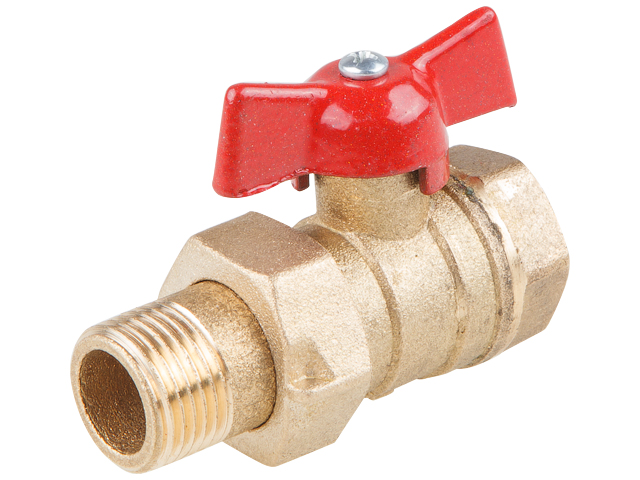 Кран шаровый 3/4″ нар.-вн. бабочка (со сгоном) PN1,6 МПа, 11Б27п9, Цветлит