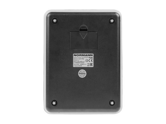 Весы кухонные ASK-266 NORMANN (5 кг; стекло 3 мм; дисплей 45х23 мм с подсветкой)