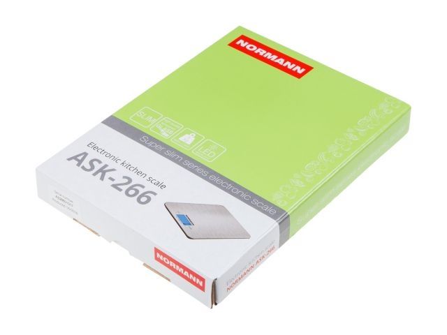 Весы кухонные ASK-266 NORMANN (5 кг; стекло 3 мм; дисплей 45х23 мм с подсветкой)