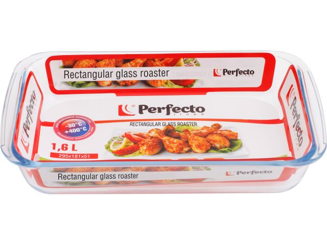 Форма из жаропрочного стекла, 1.6 л, прямоугольная, 295х176х51 мм, PERFECTO LINEA