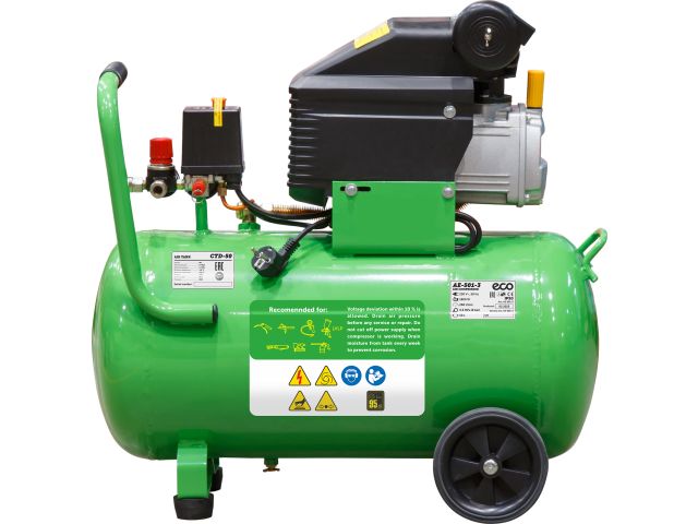 Компрессор ECO AE-501-3 коаксиальный (260 л/мин, 8 атм, коаксиальный, масляный, ресив. 50 л, 220 В, 1.80 кВт)