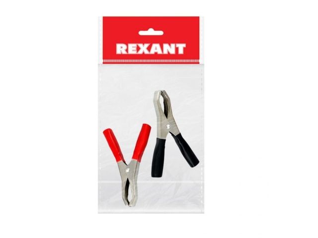 Зажим «крокодил», длина 98 мм, ток 50A, (2шт.) (пакет) REXANT