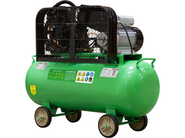 Компрессор ECO AE-1005-B1 ременной (380 л/мин, 8 атм, ременной, масляный, ресив. 100 л, 220 В, 2.20 кВт)