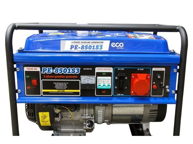Электростанция 3-х фазная (генератор бензиновый) ECO PE-8501S3 (6,5/2,1 кВт, 380/220 В, бак 25.0 л, вес 74.1 кг)