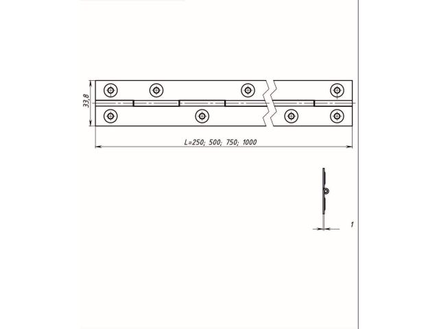Петля рояльная 250мм, цинк STARFIX