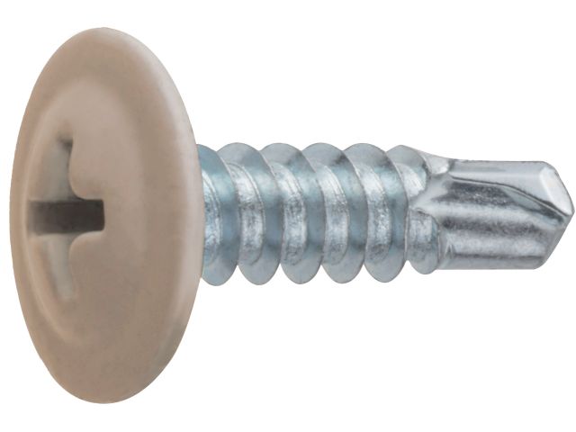 Саморез 4.2х16 мм с прессшайбой, цинк, со сверлом, RAL 1014 (50 шт в зип-локе) STARFIX (цвет слоновая кость)