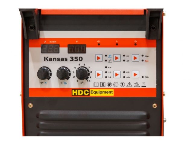 Полуавтомат сварочный HDC Kansas 350 (380В, MIG/FLUX/MMA, евроразъем, синергетич. режим)