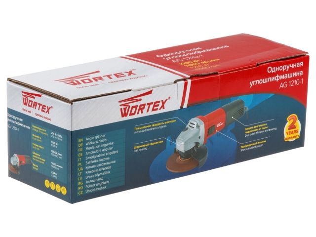 Одноручная углошлифмашина WORTEX AG 1210-1 в кор. 1000 Вт, 125 мм, 11000 об/мин (пылезащита двигателя и подшипника)