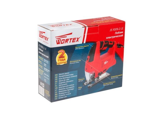 Лобзик электрический WORTEX JS 1009-2 LE в кор. 900 Вт, 800-3000 ход/мин, пропил до 100 мм (Лазер, подсветка, литая платформа)