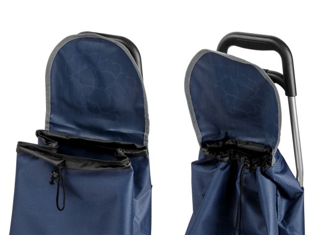 Сумка-тележка хозяйственная на колесах 20 кг, синяя, цветок, PERFECTO LINEA