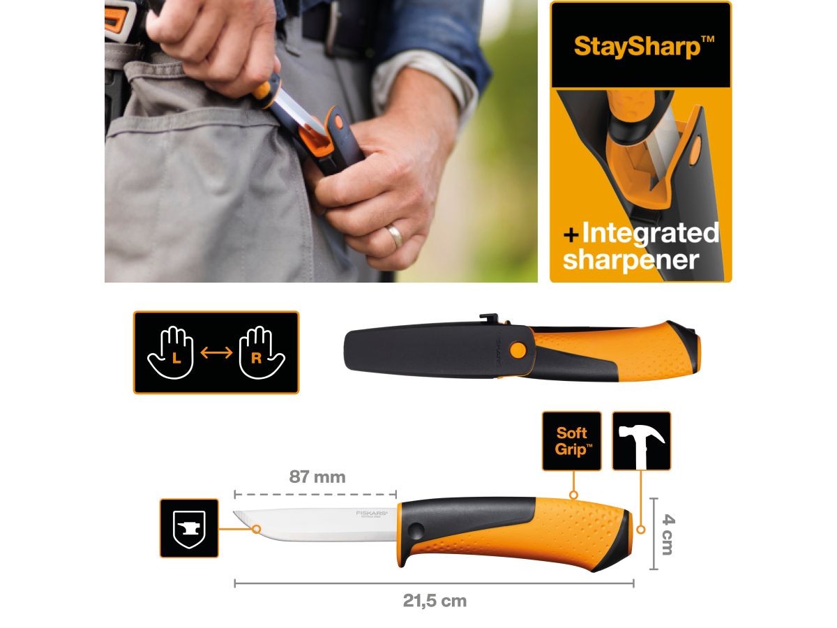 Нож универсальный с точилкой FISKARS