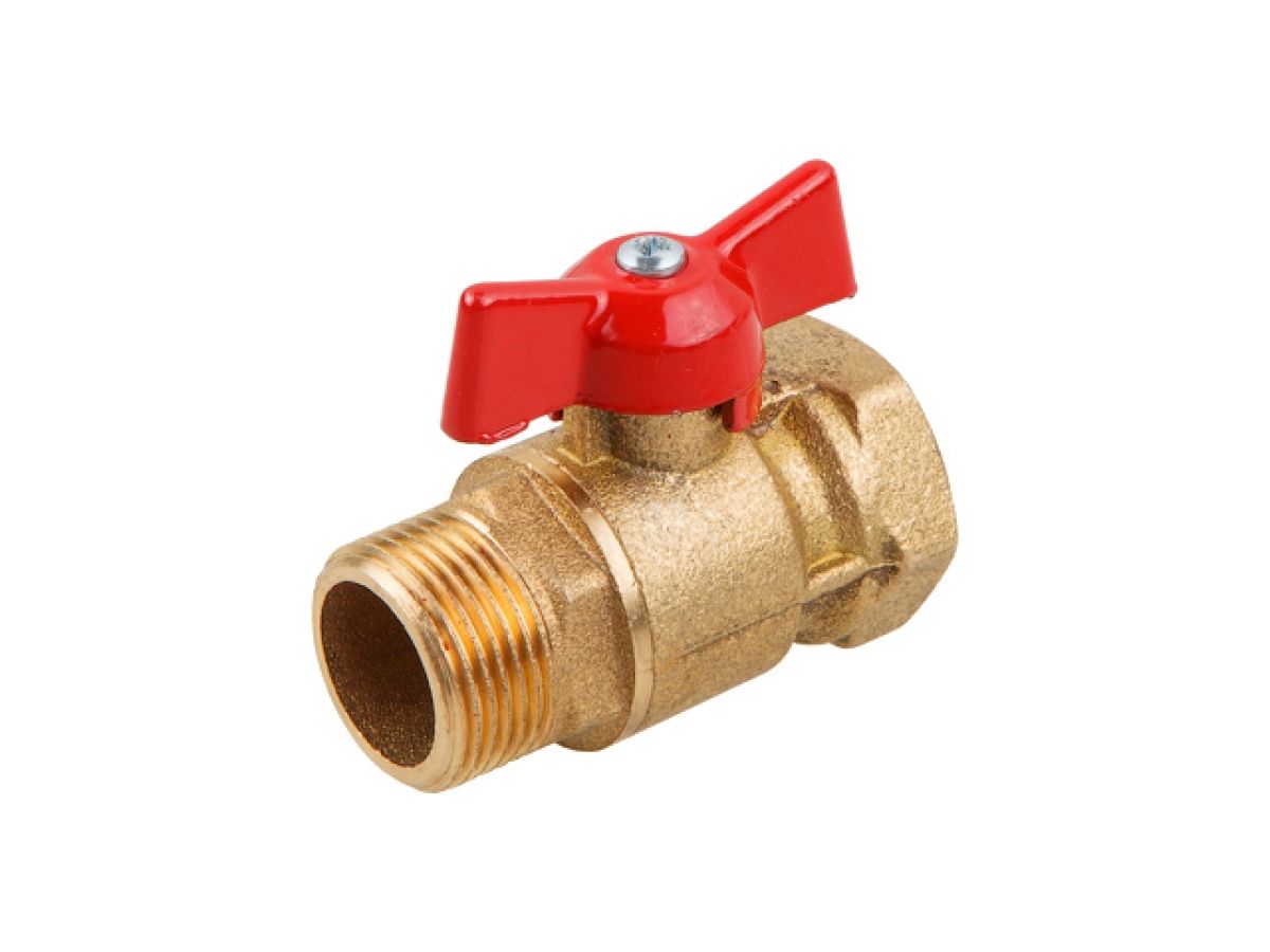 Кран шаровый стандарт. 1/2" нар.-вн. бабочка PN1,6 МПа; 11Б27п7, Цветлит