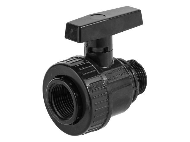 Кран шар. 1" вн.-нар., AV Engineering (Полипропилен, макс.  16 бар, макс.  40 °С)