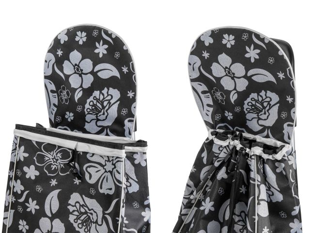 Сумка-тележка хозяйственная на колесах 30 кг, черная, цветы, PERFECTO LINEA