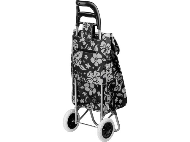 Сумка-тележка хозяйственная на колесах 30 кг, черная, цветы, PERFECTO LINEA