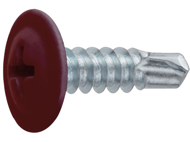 Саморез 4.2х16 мм с прессшайбой, цинк, со сверлом, RAL 3011 (50 шт в зип-локе) STARFIX (цвет коричнево-красный)