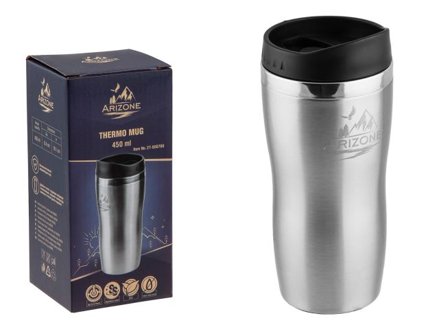 Термокружка, 450 мл, нержавеющая сталь, ARIZONE