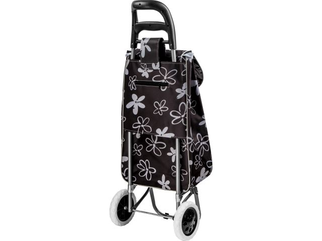 Сумка-тележка хозяйственная на колесах 30 кг, коричневая, цветы, PERFECTO LINEA
