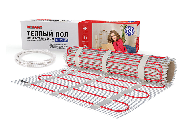 Теплый пол (нагрев. мат)  Classic RNX -6,0-900 (6,0м2, 0,5х12,0м, 900Вт) REXANT
