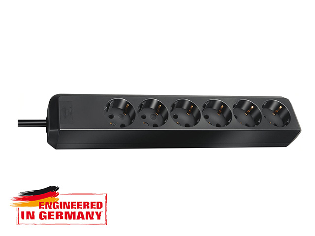 Удлинитель 1.5м (6 роз., 3.3кВт, с/з, ПВС) черный Brennenstuhl Eco-Line