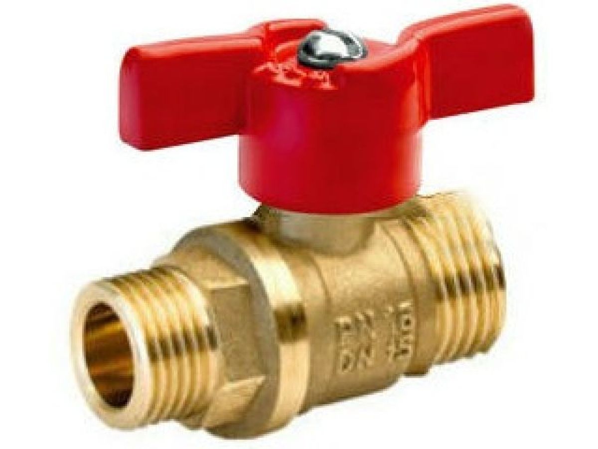 Кран шаровый стандарт. 1/2" нар.-нар. бабочка PN1,6 МПа; 11Б27п7, Цветлит