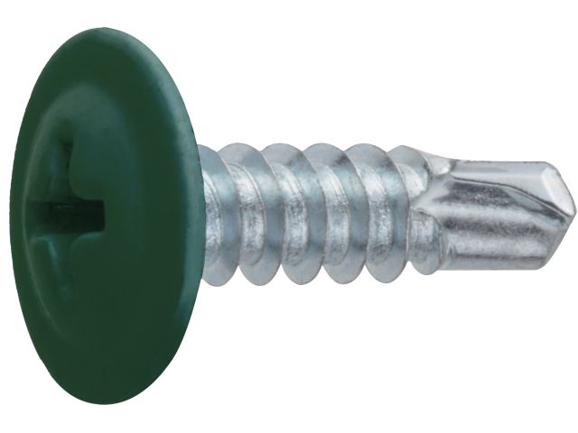 Саморез 4.2х16 мм с прессшайбой, цинк, со сверлом, RAL 6002 (50 шт в зип-локе) STARFIX (цвет лиственно-зеленый)