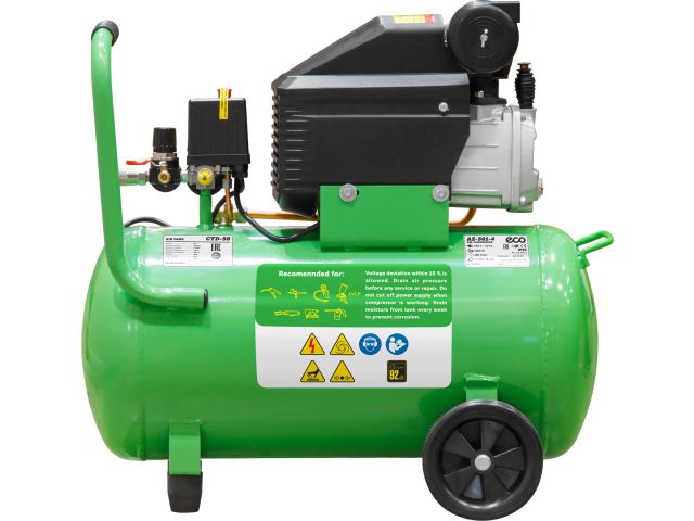 Компрессор ECO AE-501-4 коаксиальный (260 л/мин, 8 атм, коаксиальный, масляный, ресив. 50 л, 220 В, 1.80 кВт)