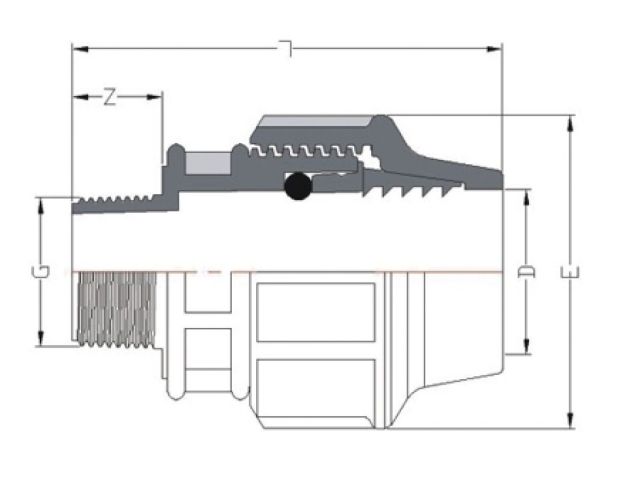 Ниппель 20 х 1/2" нар. (для ПЭ труб), AV Engineering (Полипропилен, макс.  16 бар, макс.  40 °С)