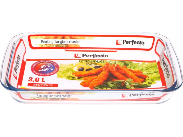 Форма из жаропрочного стекла, 3.0 л, прямоугольная, 393х236х52 мм, PERFECTO LINEA