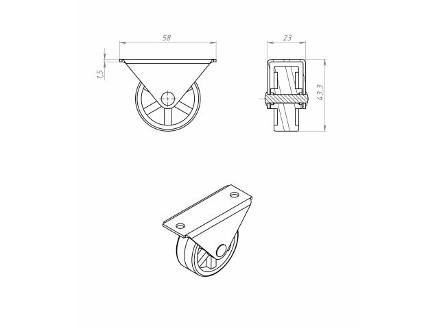 Ролик выкатной H-44 цинк STARFIX