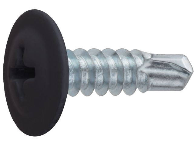 Саморез 4.2х16 мм с прессшайбой, цинк, со сверлом, RAL 9005 (50 шт в зип-локе) STARFIX (цвет черный янтарь)