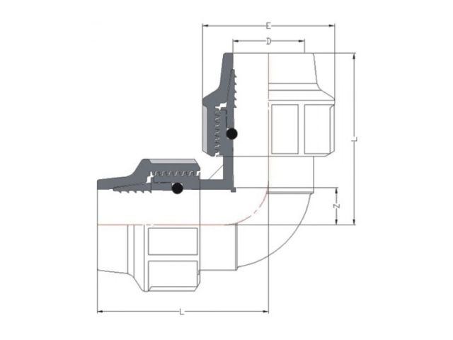 Колено 20 (для ПЭ труб), AV Engineering (Полипропилен, макс.  16 бар, макс.  40 °С)
