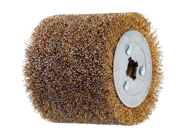 Щетка стальная с латунным покрытием 100х120 мм 0,5 мм WORTEX для WS 1012 S (диаметр 120 мм, ширина 100 мм, посадочный диаметр 19 мм, проволо