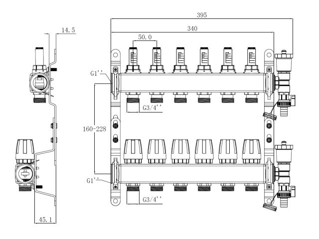 Коллекторная группа AVE136, 6 вых. AV Engineering (PRO серия Для теплого пола и водоснабжения)