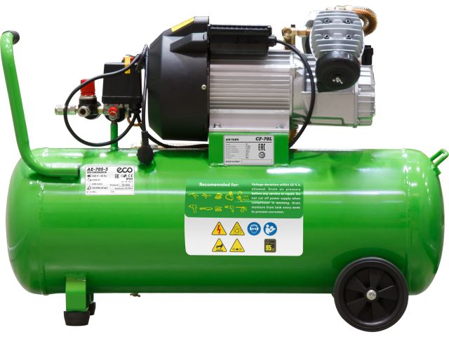 Компрессор ECO AE-705-3 коаксиальный (440 л/мин, 8 атм, коаксиальный, масляный, ресив. 70 л, 220 В, 2.20 кВт)