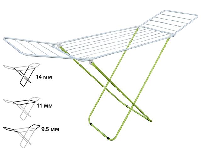 Сушилка для белья напольная, 16м, серия Maria, бело-зеленая, PERFECTO LINEA (Сушильное полотно - 16 метров, размер 167х46х84.)
