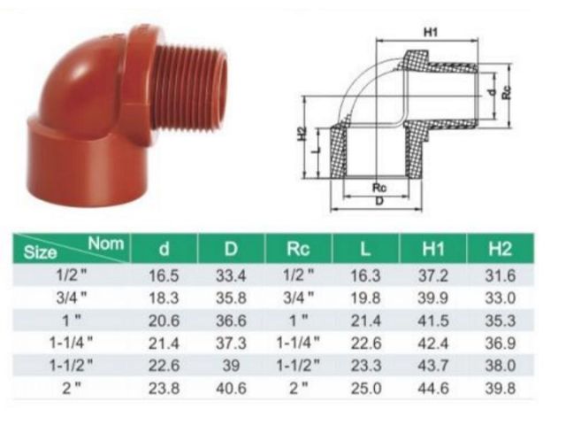 Колено ПП 3/4" вн.-нар. кор., AV Engineering (для 5 к.с.)