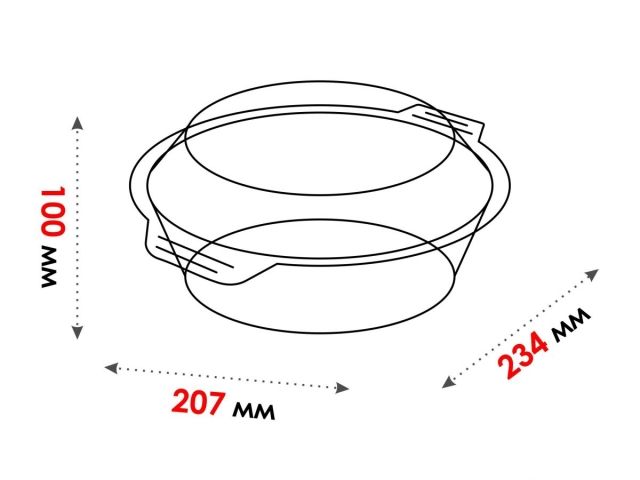 Кастрюля из жаропрочного стекла, 1.5 л, с крышкой, 234х207х100 мм, PERFECTO LINEA