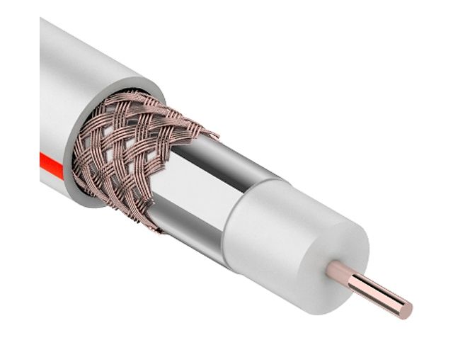 Кабель SAT 50 M, Cu/Al/Cu (64 %) 75 Ом (бухта 100 м) белый PROconnect (Телевизионный для спутникового телевидения)