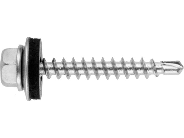 Саморез кровельный 4.8х29 мм цинк, шайба с прокл., PT1 (80 шт в пласт. конт.) STARFIX (по дереву)