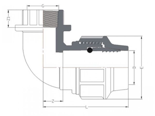 Колено 20 х 3/4" вн. (для ПЭ труб), AV Engineering (Полипропилен, макс.  16 бар, макс.  40 °С)