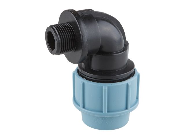 Колено 20 х 3/4" нар. (для ПЭ труб), AV Engineering (Полипропилен, макс.  16 бар, макс.  40 °С)