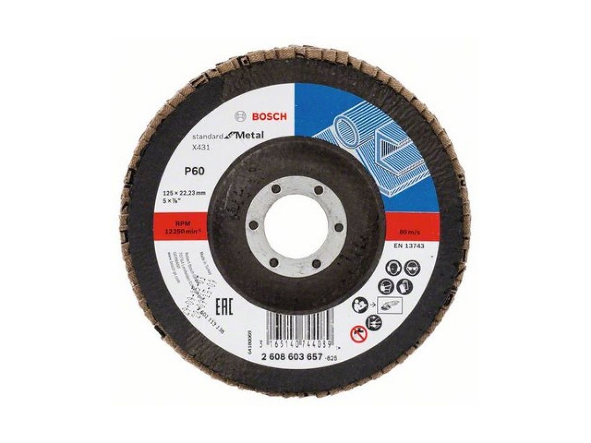 Круг лепестковый 125х22.2 мм K60 конический STANDARD FOR METAL BOSCH
