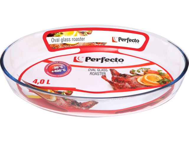 Форма из жаропрочного стекла, 4.0 л, овальная, 393х276х65 мм, PERFECTO LINEA